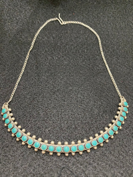 Vintage Zuni Petitpoint Turquoise Necklace